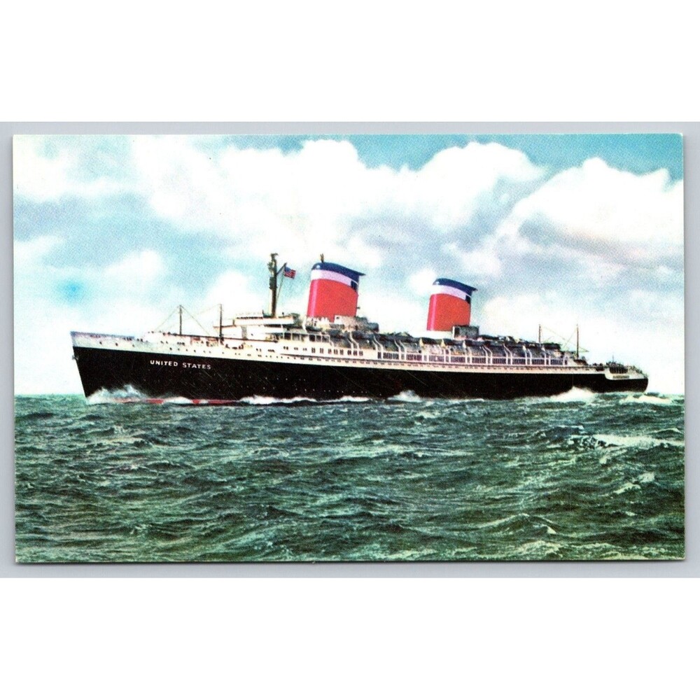 Vintage S.S. UNITED STATES Postcard Steelograph Co Richkrome Ocean Liner Ship